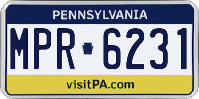 PA license plate MPR6231