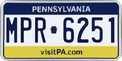 PA license plate MPR6251