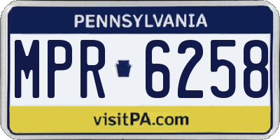 PA license plate MPR6258