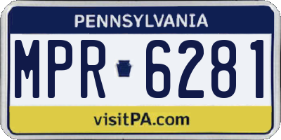PA license plate MPR6281
