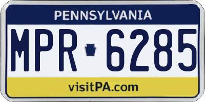 PA license plate MPR6285