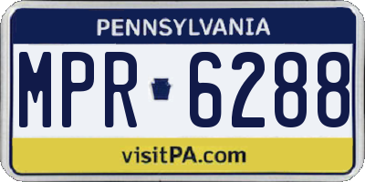 PA license plate MPR6288