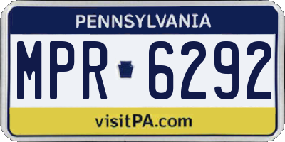 PA license plate MPR6292