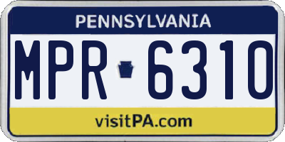 PA license plate MPR6310