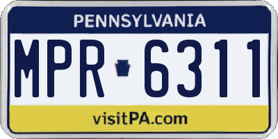 PA license plate MPR6311