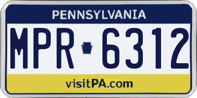 PA license plate MPR6312