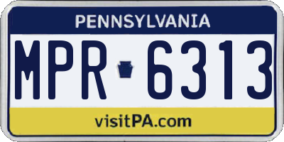 PA license plate MPR6313