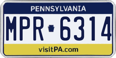PA license plate MPR6314
