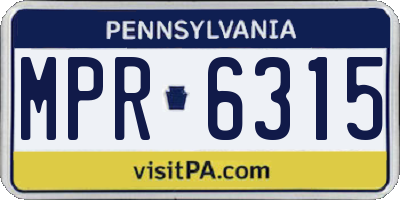 PA license plate MPR6315