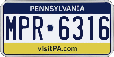 PA license plate MPR6316