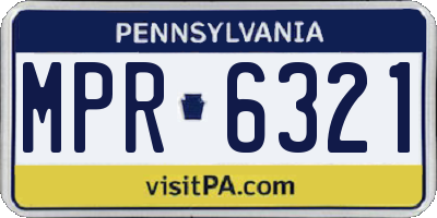 PA license plate MPR6321