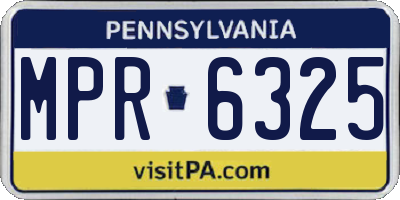 PA license plate MPR6325