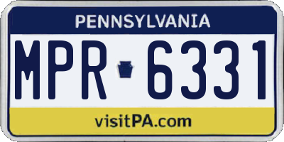 PA license plate MPR6331