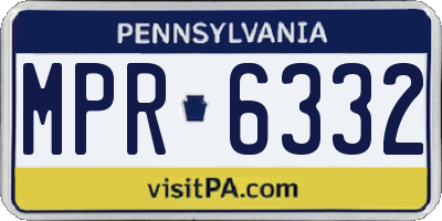 PA license plate MPR6332