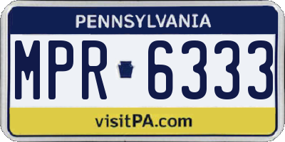 PA license plate MPR6333