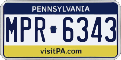 PA license plate MPR6343