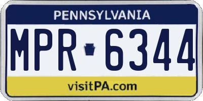 PA license plate MPR6344