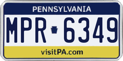 PA license plate MPR6349