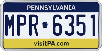 PA license plate MPR6351