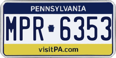 PA license plate MPR6353
