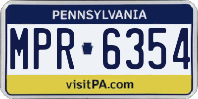 PA license plate MPR6354
