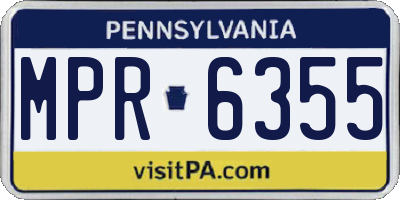 PA license plate MPR6355