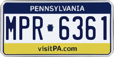 PA license plate MPR6361