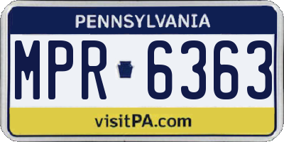 PA license plate MPR6363