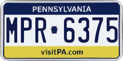 PA license plate MPR6375