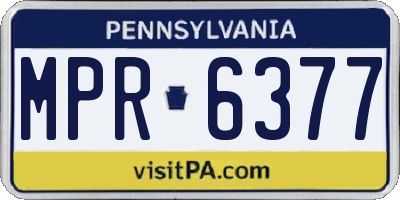 PA license plate MPR6377