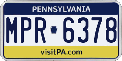 PA license plate MPR6378