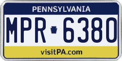 PA license plate MPR6380
