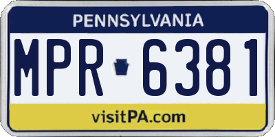 PA license plate MPR6381