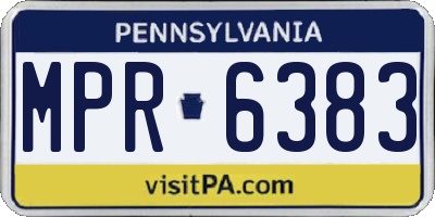 PA license plate MPR6383