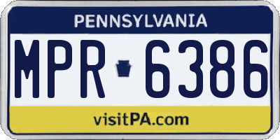 PA license plate MPR6386