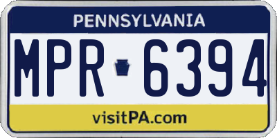 PA license plate MPR6394