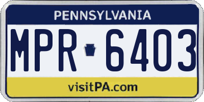 PA license plate MPR6403