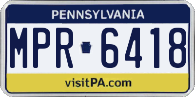 PA license plate MPR6418