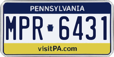 PA license plate MPR6431