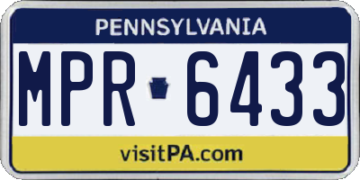PA license plate MPR6433