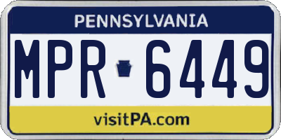 PA license plate MPR6449