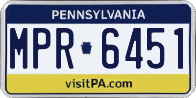 PA license plate MPR6451
