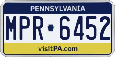 PA license plate MPR6452