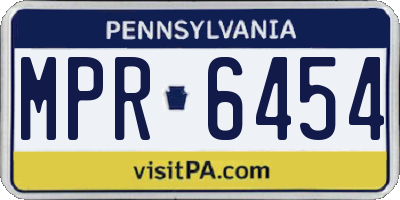 PA license plate MPR6454