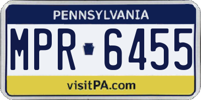 PA license plate MPR6455