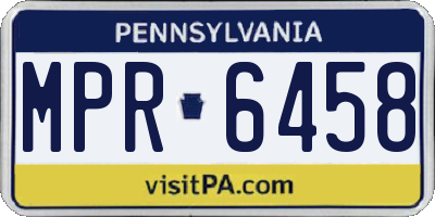 PA license plate MPR6458