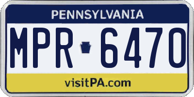 PA license plate MPR6470