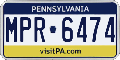 PA license plate MPR6474