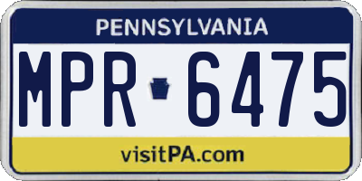 PA license plate MPR6475