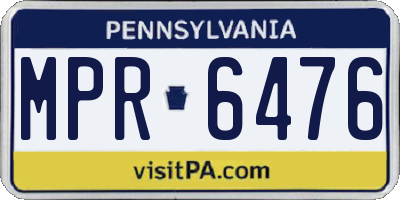 PA license plate MPR6476